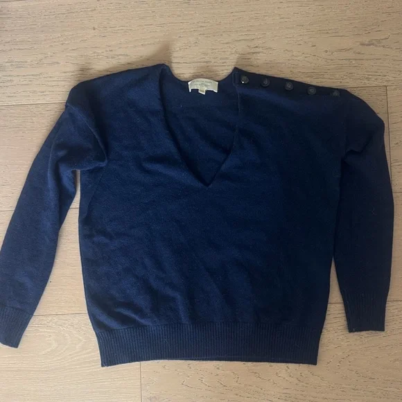 Sezane Navy V-Neck Sweater - Picture 2 of 6
